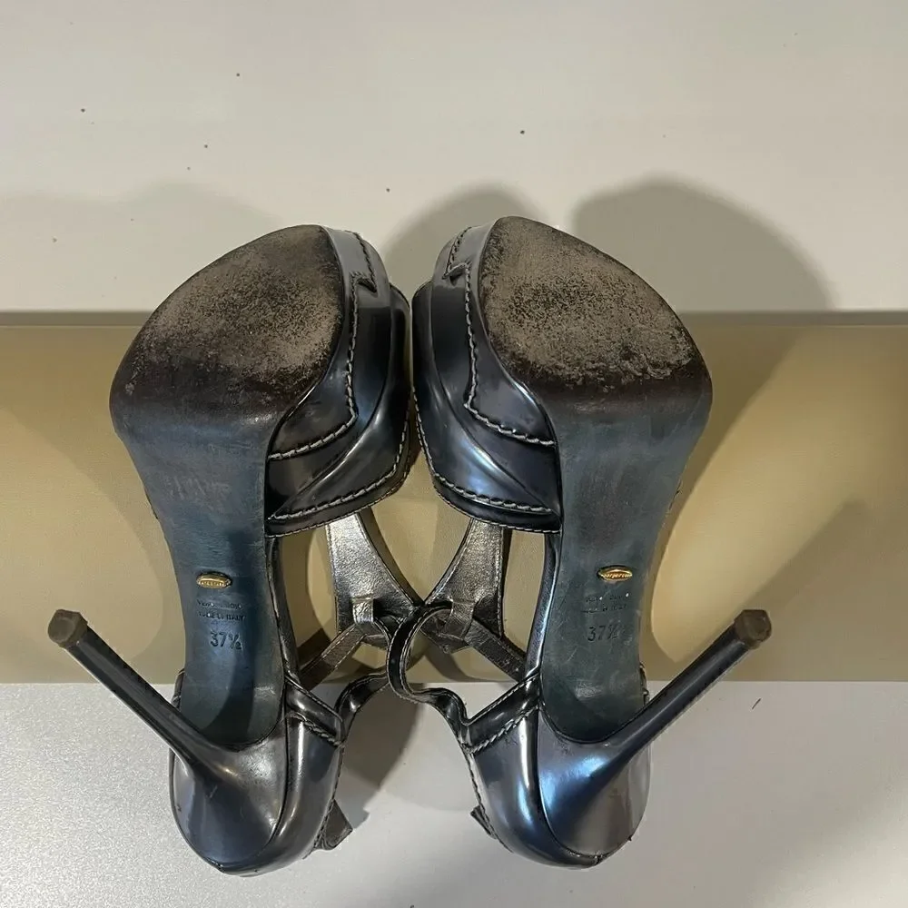 Sergio Rossi Silver/Gray Metallic Heels